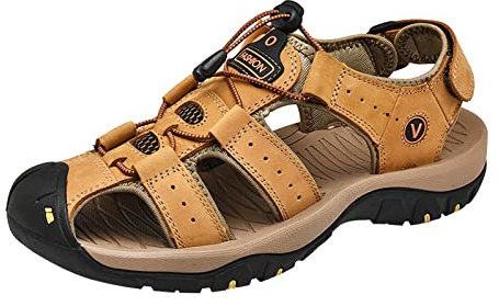 vejtmcc Sandalen Herren Outdoorsandalen Sommer Wanderschuhe Trekkingsandalen Leder Strand Wandersandale Laufschuhe LäSsige Sneaker Sportsandalen Schnell Trocken Toecap Strand Schuhe