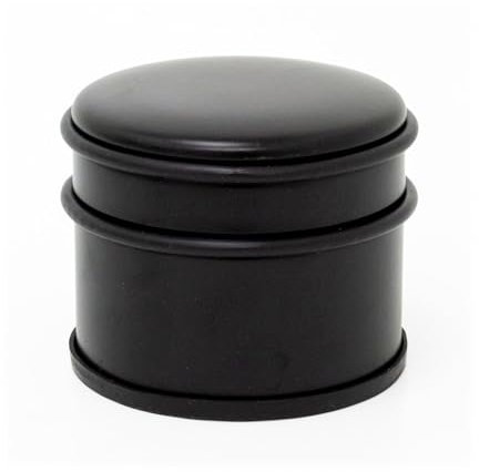 Chunky Round Black Doorstop | Stainless Steel Rubber Door Stop | Heavy Duty Door Stopper with Bumper - 9x8cm