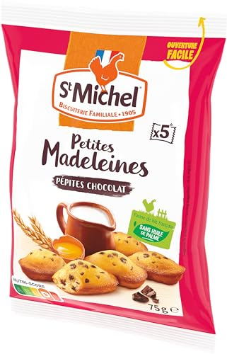 St Michel - Madeleines aux Pépites de Chocolat - 5 Madeleines - 75 G