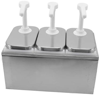Saucenspender, Ketchup Spender Edelstahl Soßenspender Mayonnaise Spender für die Küche zu Hause Senf Honig Milch Béchamelsauce (2L Dreifachpumpe)