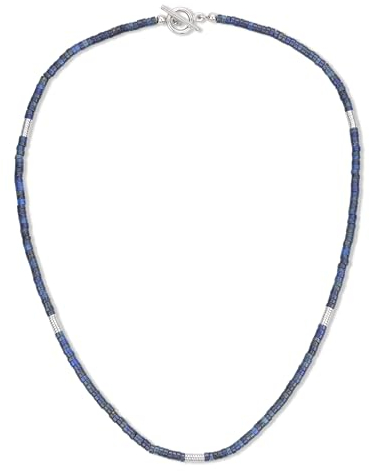 COAI Männer Perlenkette mit natürlichen Lapislazuli und Hämatitperlen für Herren 50cm