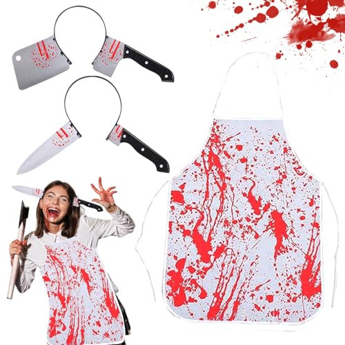 LXYYDS Delantal Sangriento, Disfraz de Carnicero de Halloween, Delantal de Halloween, Disfraz de Halloween de Carnicero con Delan-tal Ensangrentado, para fiestas de terror de Hallo-ween