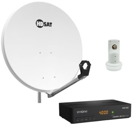 Pack HDSAT Parabole Satellite Acier 80cm avec Support LNB + LNB Single + Décodeur Satellite Astra HD + Carte