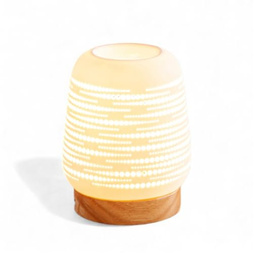 Zen'Arôme Calorya n°16 Duftwachsbrenner - Elektrischer Duftschmelzbrenner - Sanfte Wärme Duftlampe - Keramik mit durchbrochenem Dekor und Umgebungsbeleuchtung - H 21,5cm