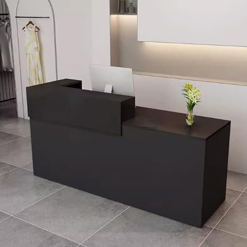 Moderner Empfangstresen mit Schubladen, Theke für Büro, Einzelhandel, Bekleidungsgeschäft, Schwarz, Firmenrezeptionisten-Theke (100 x 60 x 100 cm)