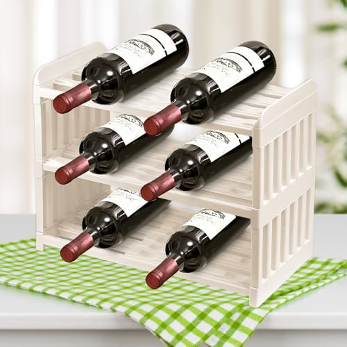 YBCCBY Casier à Vin Range Bouteilles Horizontal Porte-Bouteilles à 3 Niveaux Casier à Vin Étagère à Bouteilles Empilable Casier à Bouteilles Extensible Rangement Bouteille Pour Cuisine, Armoire, Frigo