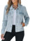 Vetinee Ladies Jacket Cropped Denim Jacket Roadnight Blue Size Medium Fits UK Size 12 to UK Size 14