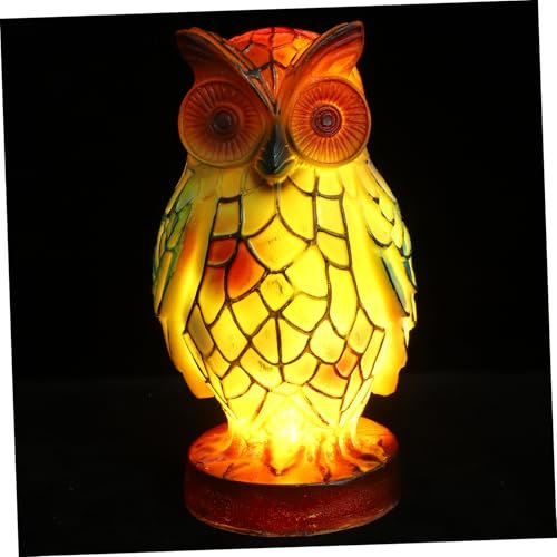 Cabilock Eule Tischlampe aus Harz Vintage Nachttischlampe Ästhetische Ambientebeleuchtung Tiermotiv für Schlafzimmer Kreative Deko für Schreibtisch