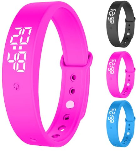 RANJIMA Vibrationswecker Armband, Vibrationsalarm Erinnerung Uhr,Silent Vibrating Alarm Reminder Watch mit Timer und 10 täglichen Alarmen,Trinkerinnerung Alarm Medikamenten Wecker (Rosa)