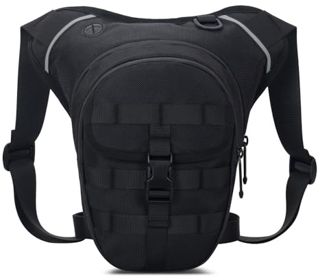 Long Keeper Drop Leg Bag for Men Women Motorcycle Hip Bag Thigh Bag with Leg Strap Waterproof Fanny Pack Tactical Waist Bag for Hiking Climbing Cycling (Black)