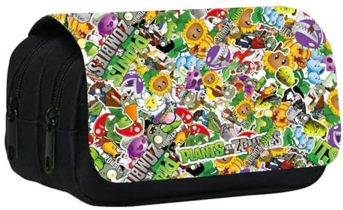 JXBBAAC Plants vs. Zombies Estuche de Lápices Anime Bolsa de Lápices, Estuche para Lápices Grande Capacidad, 3D Cremalleras Papelería Caja Lápices para Hombre Mujer Material Escuela