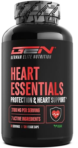 Heart Essentials - 120 capsule - Complesso cardiaco* ad alto dosaggio con 200 mg di Q10, 1000 mg estratto di arjuna, 750 mg di bergamotto citrus, ippocastano, resveratrolo, foglia d’olivo, vitamina B1