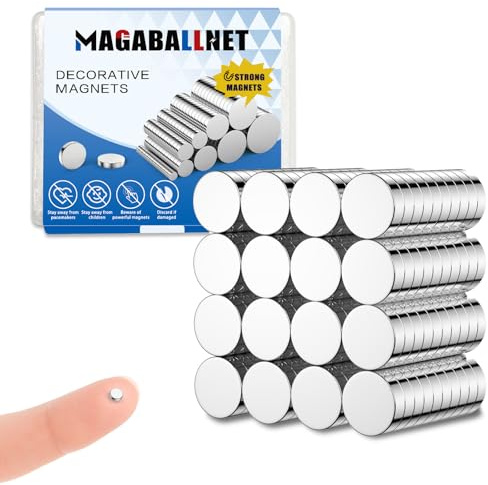 MAGABALLNET 100 Pack 2×1mm Strong Mini Magnets, Neodymium Magnets, Magnet for Fridge, Notice Boards, Cupboard, Crafts, Whiteboard, Door