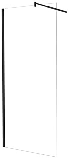 AICA Walk in Mampara de ducha frontal 1 hoja sin marco exterior, Cristal templado antical 5mm con Barra 70-120cm,Perfil Negro Mate,(780-800) x1900mm