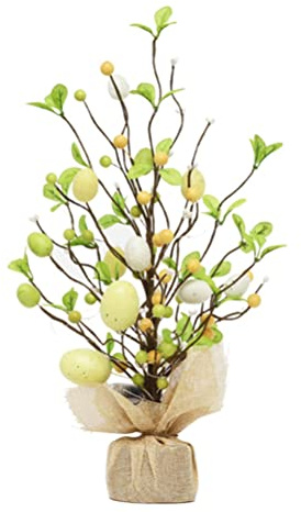 Fictory 45 cm LED-Ostereierbaum mit warmen Lichtern, batteriebetriebenes florales Osterdekor für Zuhause, Schreibtisch, Party & Urlaub Display