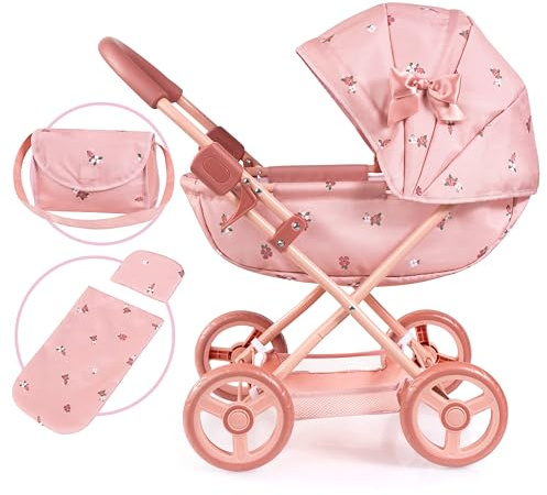 Bayer Design Puppenwagen Cosy, faltbar, mit Decke, Kissen und Tasche | mit integriertem Korb