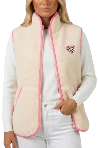 Zwillingsherz Damen Weste - Flauschiges Teddyfleece - Kuschelige Weste in modernem Stil