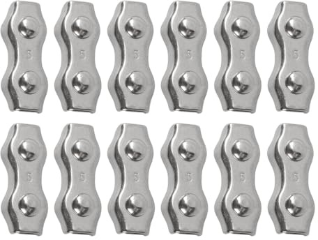 EasyByMall 12 Pack M5 Rope Connectors for Electric Fence Wires, Galvanized Steel Wire Joiners for 5mm Ropes, Agricultural Residential Commercial Fencing