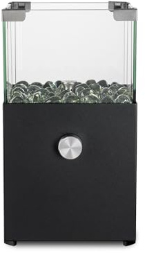 tepro Tischgasfeuerstelle Vulena, eckig, Edelstahl-Brenner 0,9 kW, integrierter Glas-Windschutz, mit Glasdekorsteinen, 17x17x30,5 cm, anthrazit, für Balkon und Terrasse