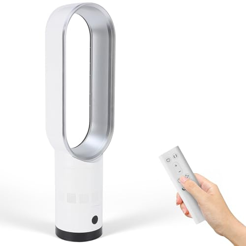 Bladeless Tower Fan, 69CM Silent Tower Fan with Remote Control, 8 Wind Speeds, 90° Horizontal Rotation, 20° Vertical Rotation, LED Display, 9h Timer, Quiet Desk Cooling Standing Floor Fans (Silver)