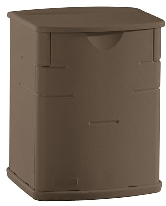 Rubbermaid Mini-Deck-Box, aus Kunstharz, wetterbeständig, 40,6 cm B x 35,6 cm T x 53,3 cm H, Mokka, Aufbewahrung für Garten/Pool-Zubehör/Kissen, Innen- und Außenbereich, Zuhause