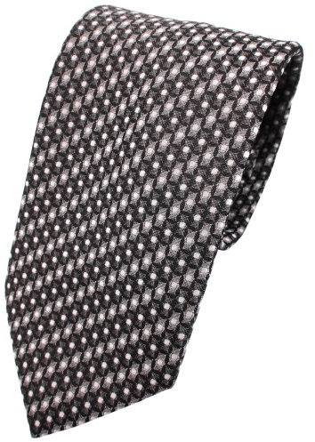TigerTie Krawatte anthrazit grau silber schwarz gemustert mit Punkten - Tie Binder
