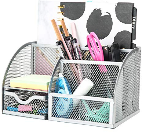EXERZ Tisch-Organizer/Schreibtisch Organisator/Schreibtisch Tidy/Stifthalter/Multifunktions -Organisator (Silber)