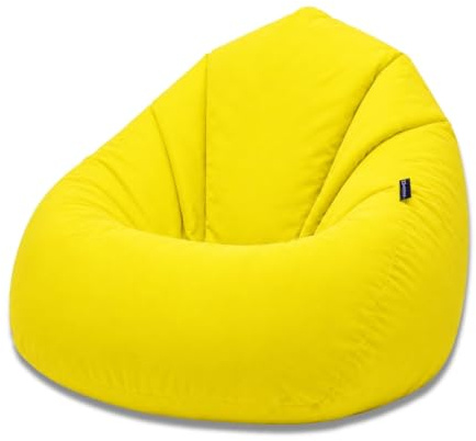 BuBiBag Sitzsack Erwachsene Bodenkissen Sitzkissen, Gelb XXXL | Riesensitzsack Tropfenform als Liegekissen, 128x85 cm, gefüllt, wasserabweisend, Indoor und Outdoor