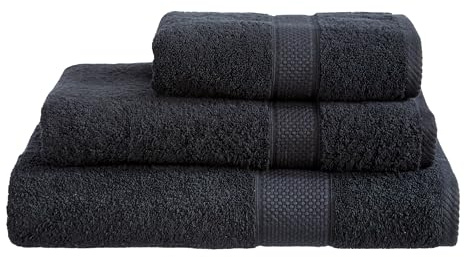 Linens Limited - Hand Towel for Bathroom and for Kitchen, Great as Face Towel, Guest Towel, and More, Turkish Cotton, Soft and Luxurious, Super Absorbent, Machine Washable (Black)