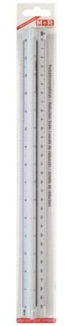 M+R 716350090 Dreikantmaßstab 30 cm zweifarbige Hohlkehle Blister