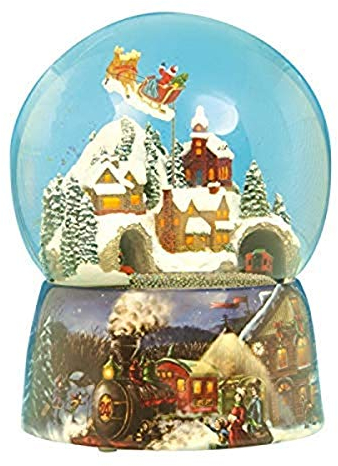 Musicboxworld Musicbox World Train Schneekugel mit bekannter Melodie, Glas, Mehrfarbig, 21 cm