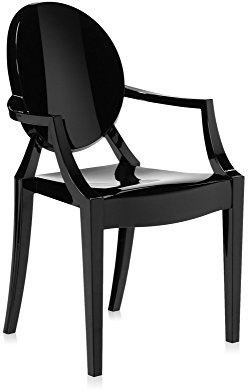 Kartell Louis Ghost, Stuhl, 2er-Satz, Schwarz Glänzend