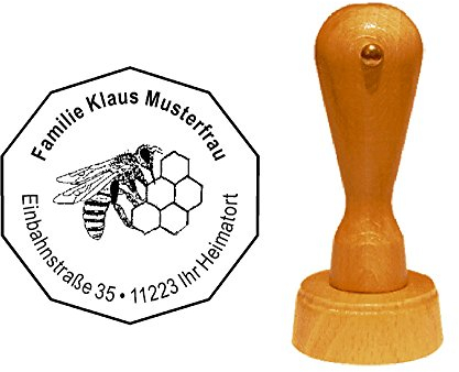 Adressstempel BIENE mit BIENENWABE - Stempel mit persönlicher Adresse und Motiv