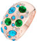 Mianova Damen Designer Ring mit 34 farbigen Kristallen Damenring Breit Rosegold Türkis Größe 58 (18.5)