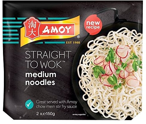 Amoy Straight to Wok Medium Noodles (2 per Pack - 300g) - Pack of 2