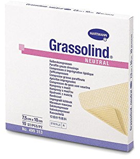 Hartmann Grassolind, Baumwollgewebe, Salbenkompresse, 7,5x10cm, 10 St.