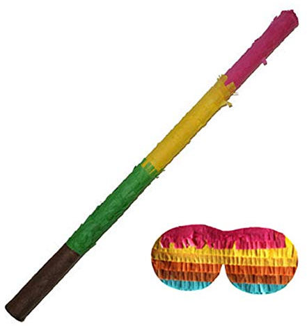 Das Kostümland Pinata Stab mit Augenmaske für Geburtstags Dekoration