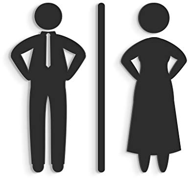 Geprägte, selbstklebende Figuren | Schilder WC [F] Mann und Frau Toilettenschild - Badezimmer Toilette (Schwarz)