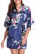 Vlazom Kimono Japonais Femme Mariage Satin Court Peignoir Bride Paon Kimono Mariage Peignoir Bridesmaid Chemise de Nuit,XXL,Bleu foncé