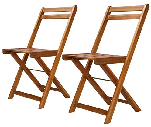 vidaXL Akazienholz Massiv 2X Gartenstuhl Klappbar Bistrostuhl Holzstuhl Stuhl