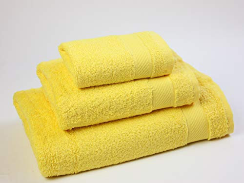 Flor de Algodón Juego de Toallas Ducha Porto, Amarillo, 450 gr/m2