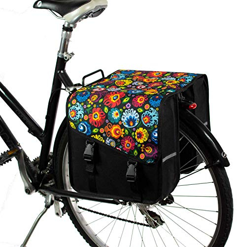BikyBag Classic CS - Doppel Fahrradtasche Gepäckträgertasche (Folklore-Blumen)