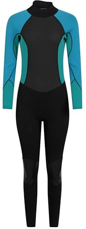 Mountain Warehouse Langer Damen-Neoprenanzug - Körper: 2.5mm, UPF 50+, Konturfit, verstellb. Ausschnitt, hält Körperwärme, einteilig Dunkel Aquamarin Damengröße EU 40-42