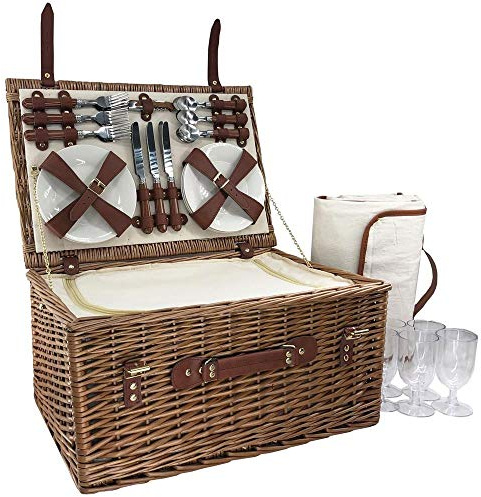 Red Hamper Picknickkorb für 6 Personen, Korbgeflecht, Braun