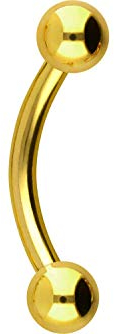PIERCINGLINE Titan Bauchnabelpiercing BANANE Gewinde Piercing Ohr Bauch Auge Lippe Goldfarben 1,2 x 6 mm