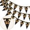 HOWAF 50. Geburtstag Banner Girlande 50 Wimpel Girlande Bunting zum Aufhängen Wimpelkette für Frau Mann 50. Geburtstag Party Dekoration Geburtstags Deko Schwarz Gold