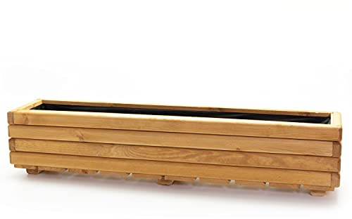 Holzfee Pflanzkasten Akzent 120 Kiefer hell geölt 118 x 25 x 25 cm Holz Blumenkasten Balkon Terrasse