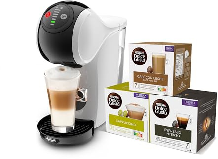 De'Longhi Dolce Gusto Genio S Kaffeemaschine in Kapseln, inkl. 3 Packungen Kapseln, kompaktes Design, einstellbare Getränkegröße, abnehmbarer Wassertank 0,8 l, EDG225.W, 1470 W, Weiß