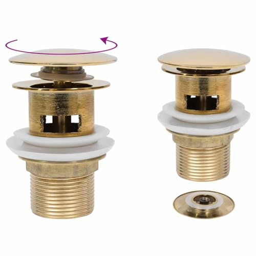 vidaXL Desagüe de Empuje función desbordamiento Dorado 6,4x6,4x9,1 cm