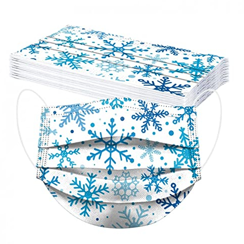 Lulupi 10 Stück Erwachsene Mundschutz Einweg Weihnachtsmotiv Schwarz Mund und Nasenschutz Halstuch Maske Weihnachten Druck Weihnachtsmaske Tücher Atmungsaktiv Mund-Tuch Bandana Halstuch Schals